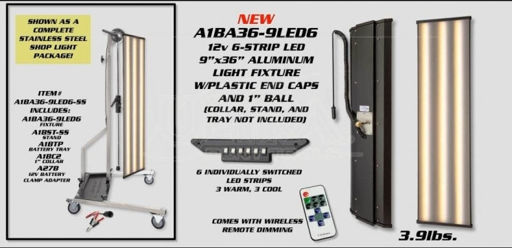 Ultra shop light 6 Strip LED 9" x 36" with Dim Remote & Stainless Steel Stand. image 0