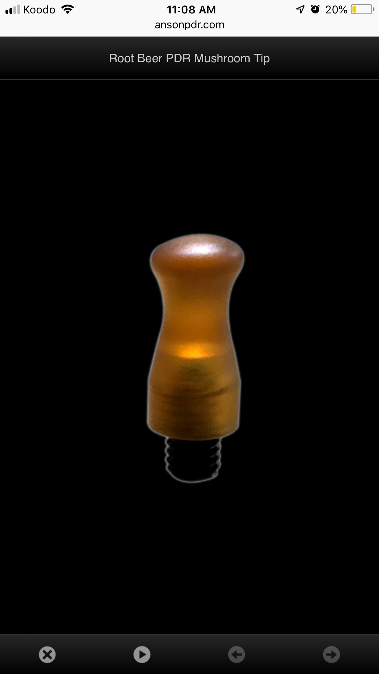 Ultem Root Beer Mushroom Screw On PDR Tip image 0